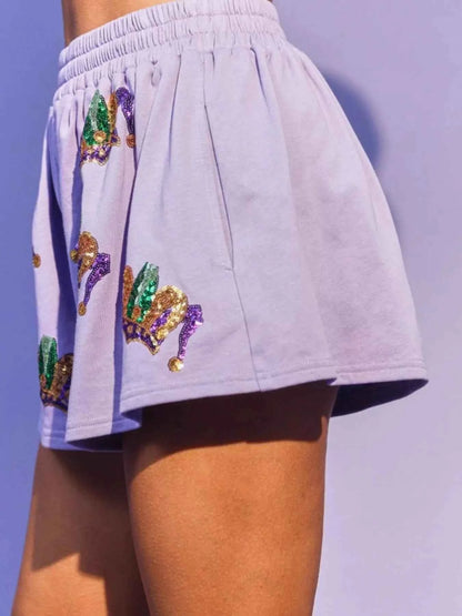 Sequin Round Neck Top and Shorts Set