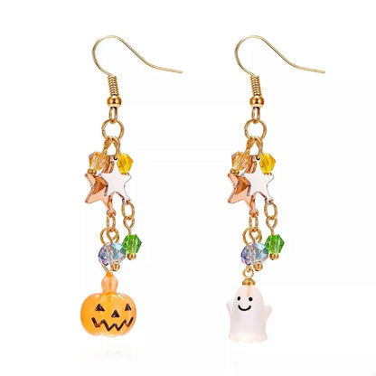 Halloween Asymmetrical Pumpkin Ghost Earrings