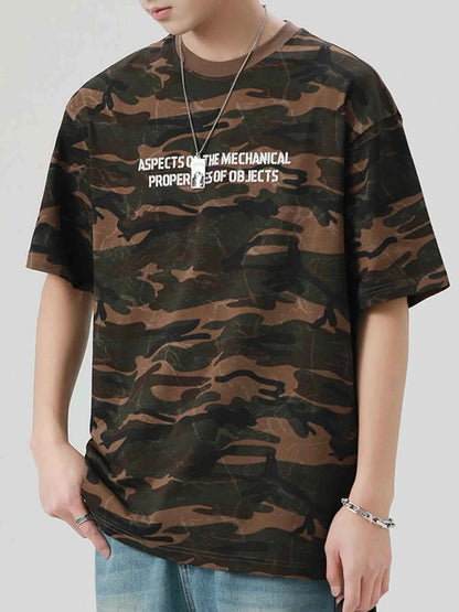 Men's Plus Size Camouflage Round Neck T-Shirt