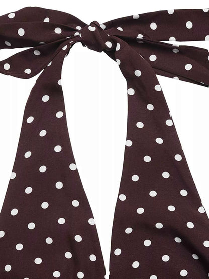 Halter Neck Polka Dot Maxi Dress