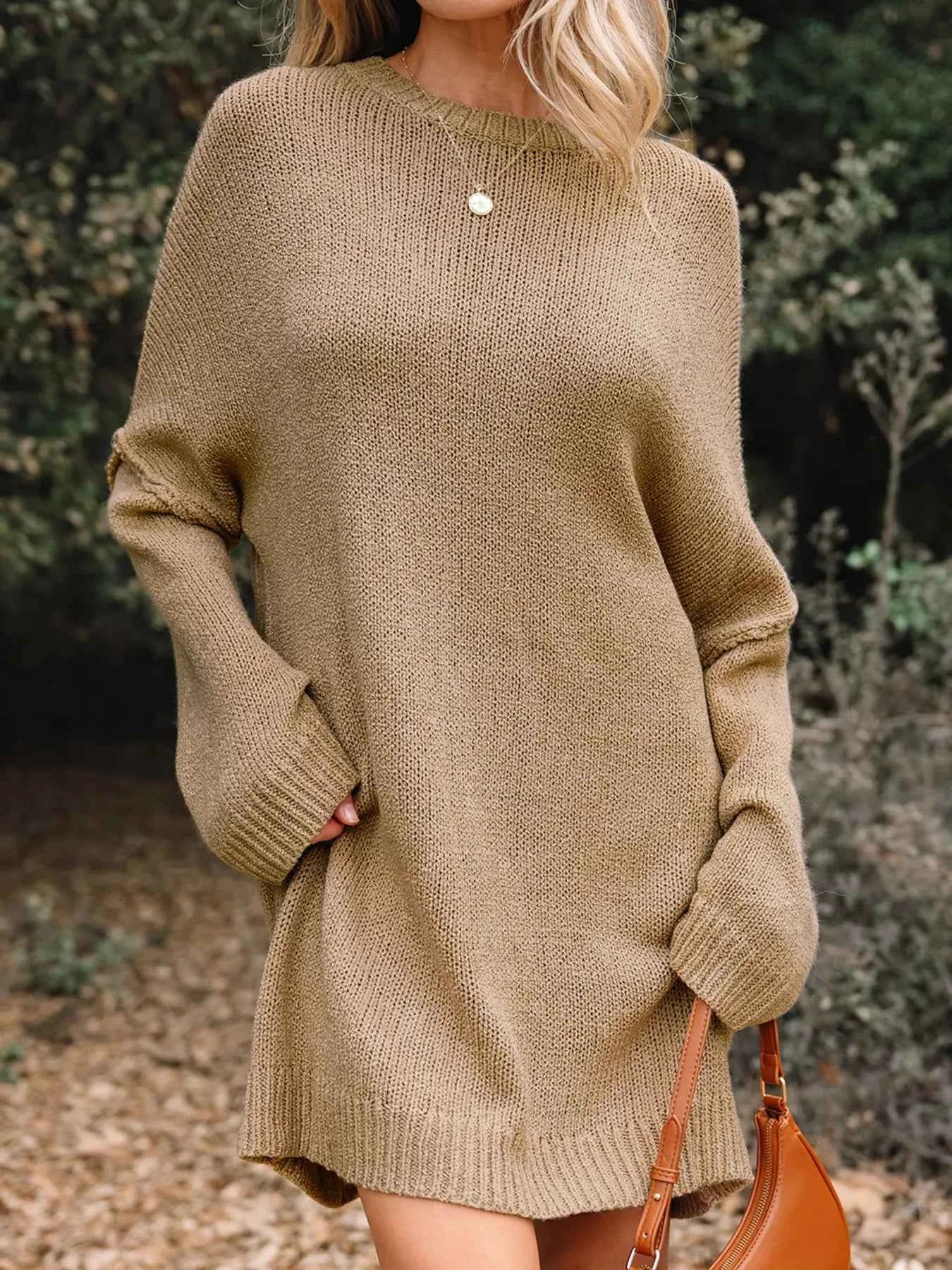 Oversize Drop Shoulder Slouchy Sweater Dress