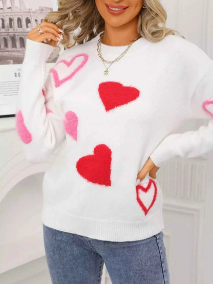 Valentine's Day Heart Pattern Knit Sweater