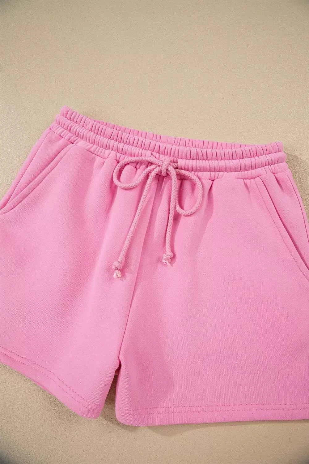 Color Block Sweatshirt and Elastic Waist Shorts Set