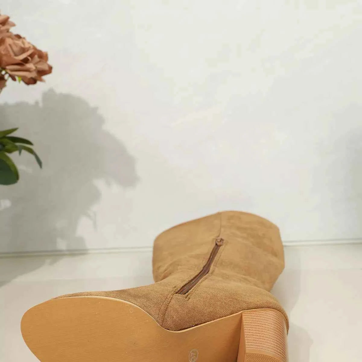 Point Toe Block Heels Boots