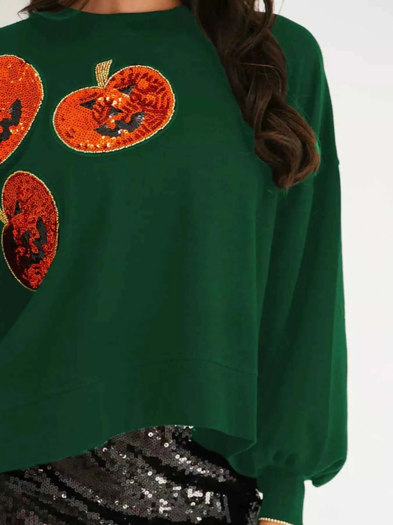 Halloween Pumpkin Round Neck Sweatshirt