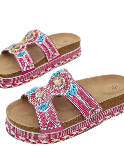 Bohemian Beaded Platform Sandals