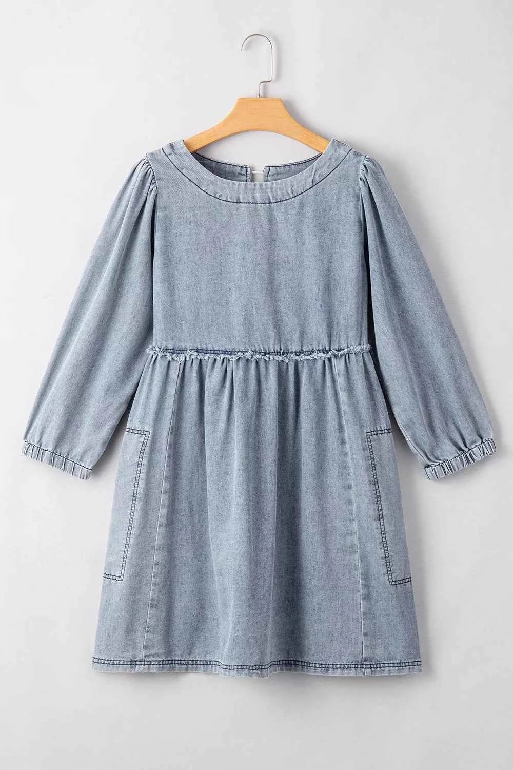 Vintage Wash Denim Dress with Pockets