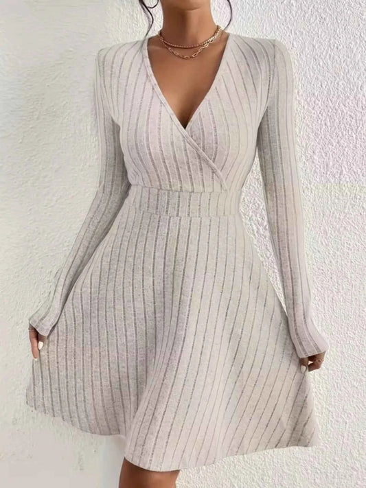 Ribbed Knit Wrap Mini Dress