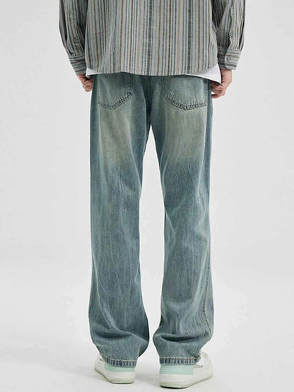 Men's Washed Wide Leg Jeans