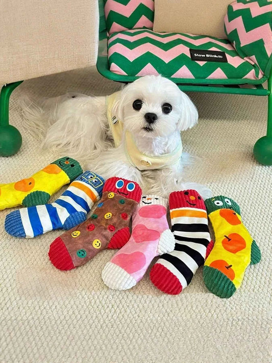 Cartoon Socks Pet Plush Toys