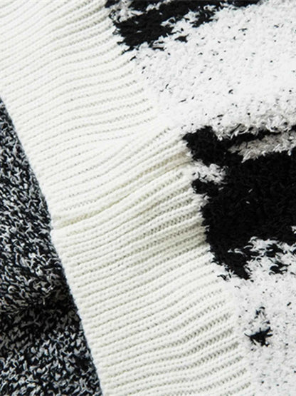 Men's Contrast Round Neck Long Sleeve Sweater