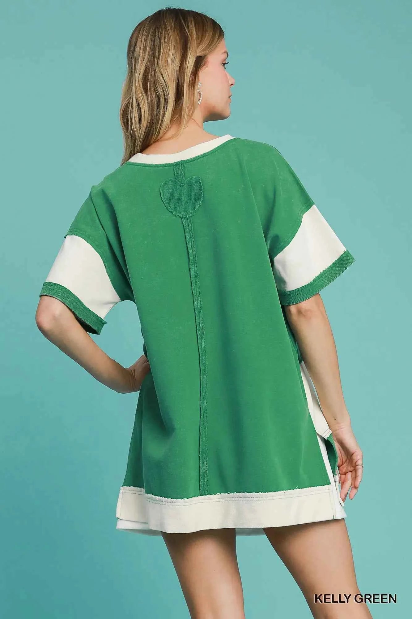 Umgee Mineral Wash ColorBlock Tunic Dress