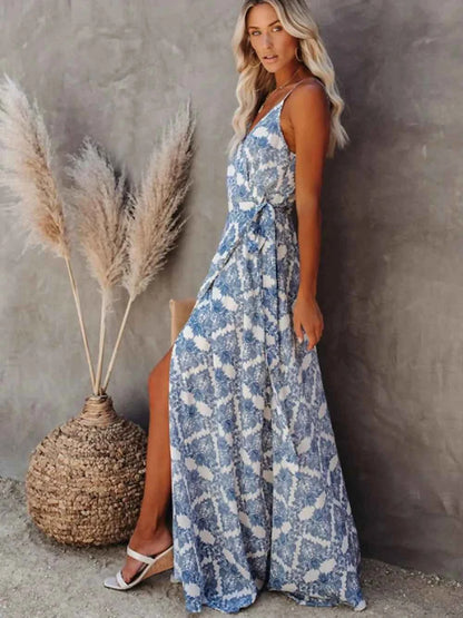 Printed Tied Maxi Cami Dress