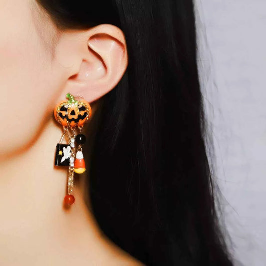 Halloween Pumpkin Ghost Dangle Earrings