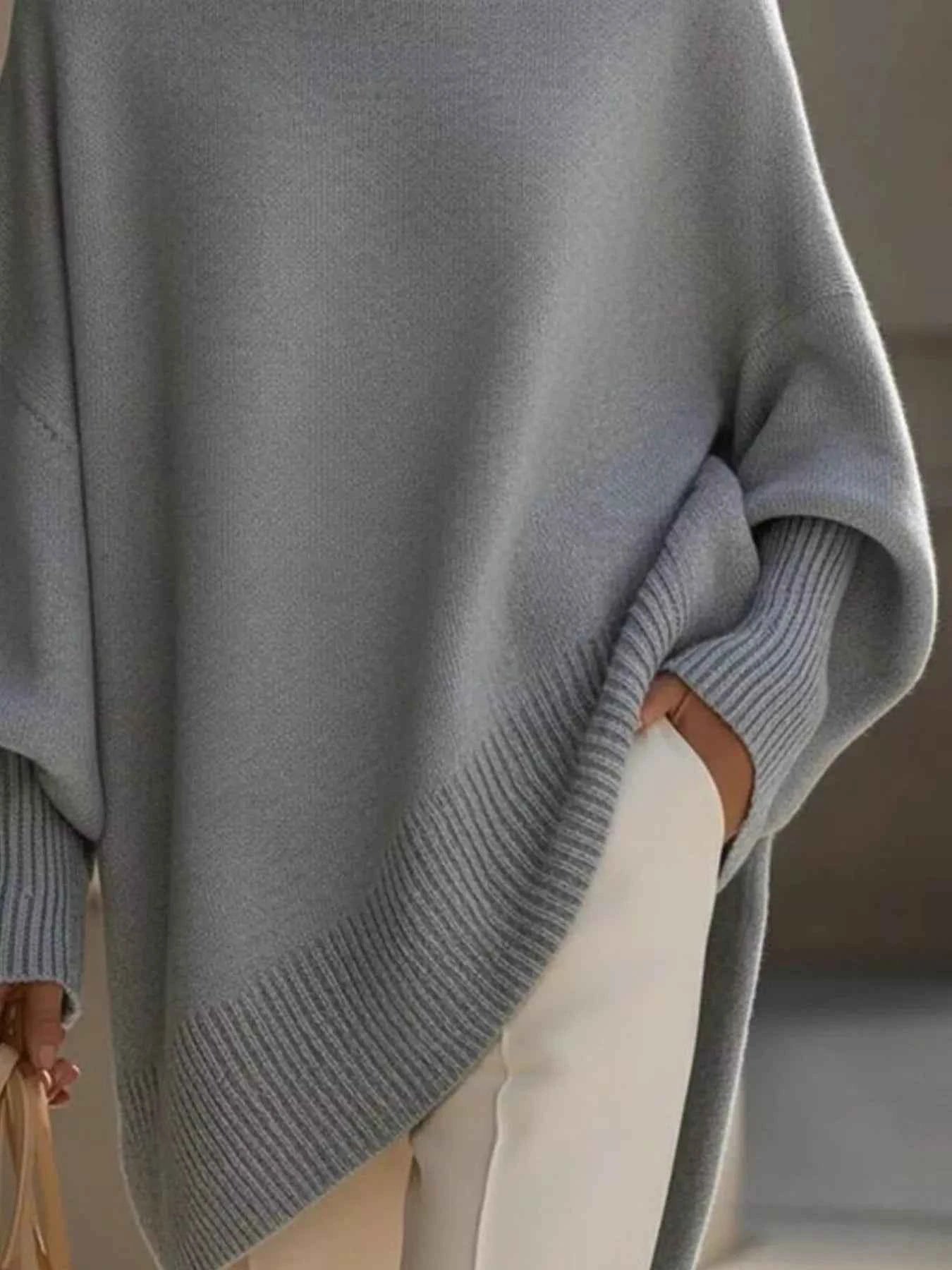 Ribbed Batwing Sleeve Oversized Sweater