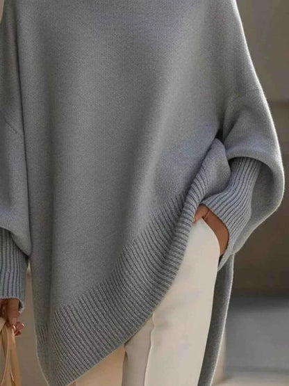 Ribbed Batwing Sleeve Oversized Sweater