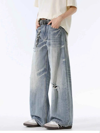 Men's Distressed Wide Leg Jeans