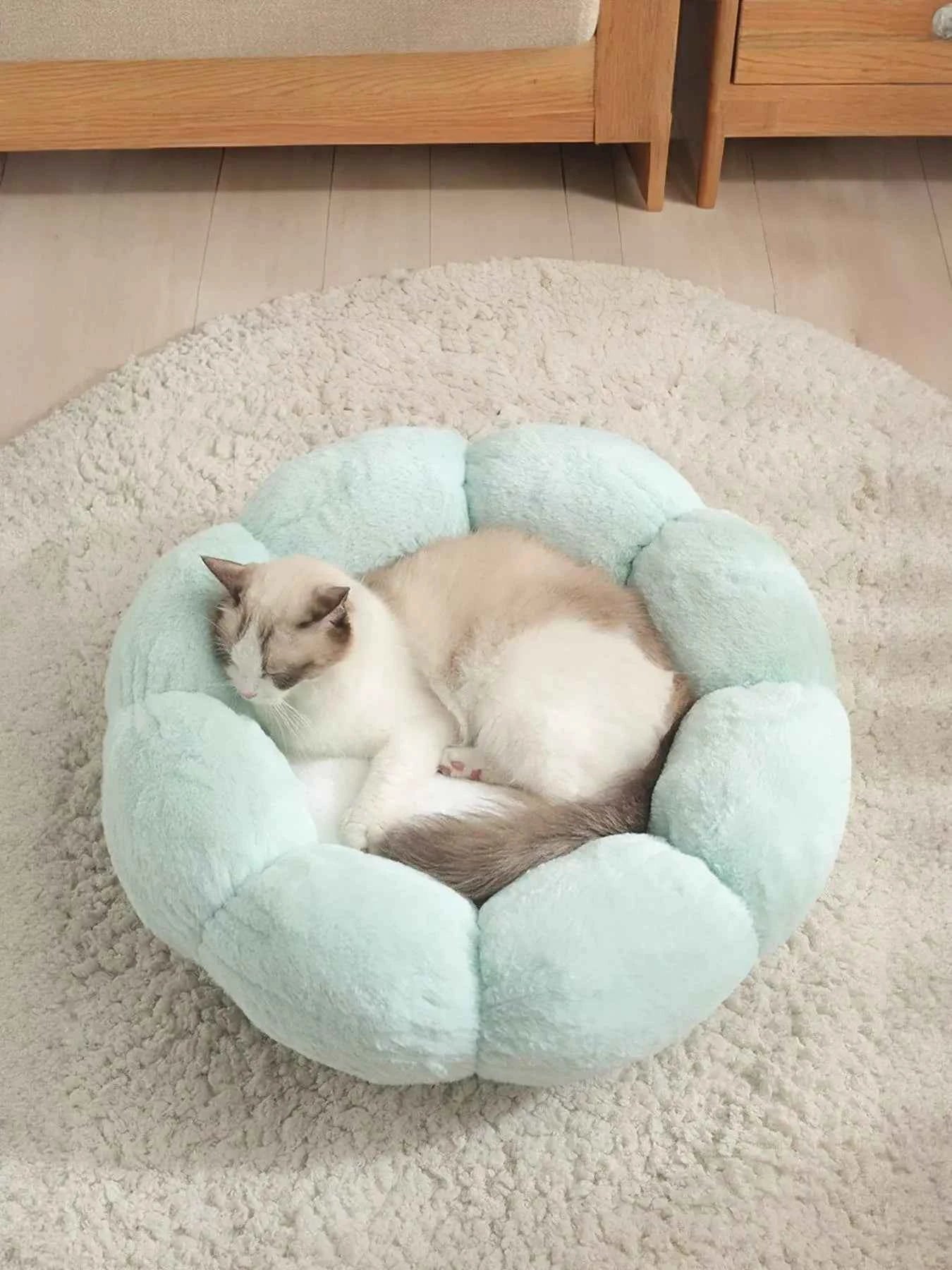 Round Plush Pet Nest with Cloud Pillow
