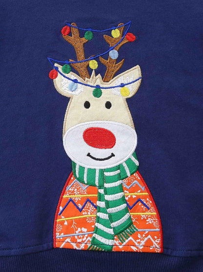 Children's Reindeer Embroidered Christmas Outfit Set