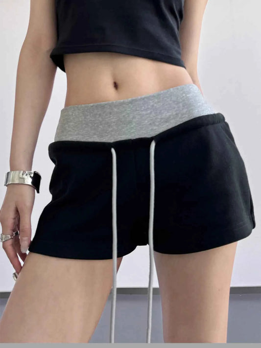 Drawstring Shorts with Contrast Waistband