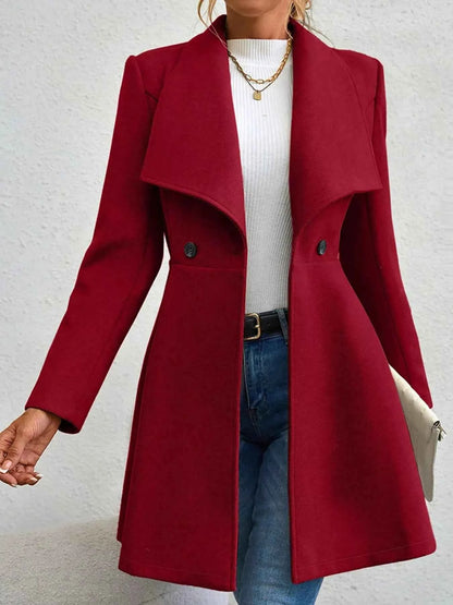 Double-Breasted Wool Blend Coat