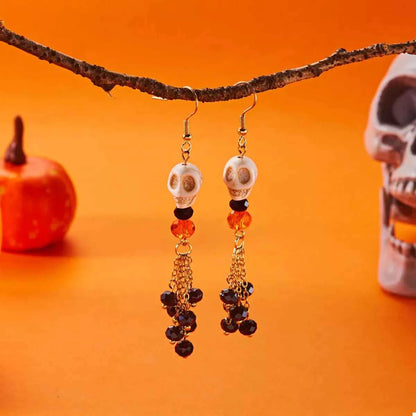 Halloween Skull Beaded Drop Earrings