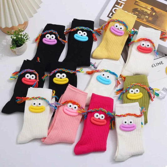 Cartoon Ribbed Knit Crew Socks