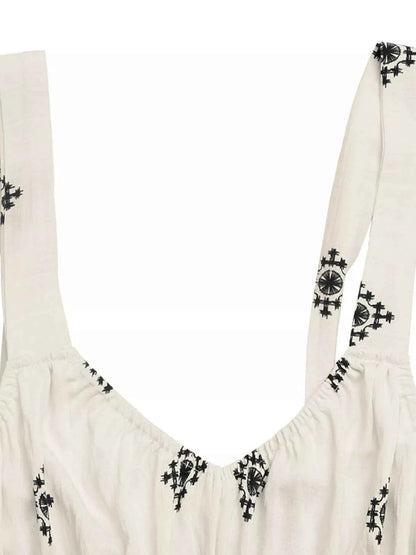 Printed Wide Strap Midi Dress