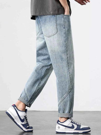 Men's Washed Wide Leg Jeans