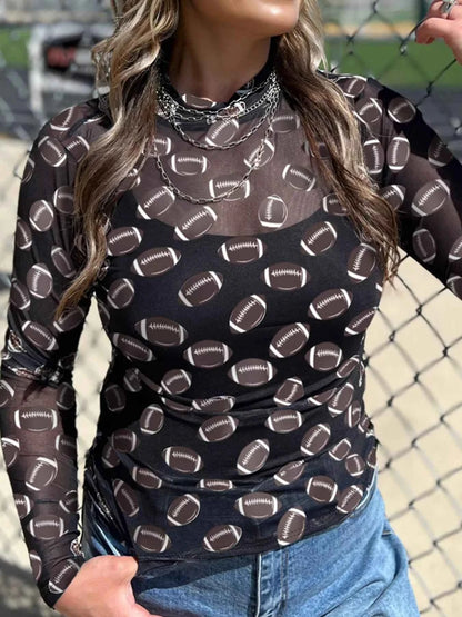 Game Day Mesh Sheer Long Sleeve Top