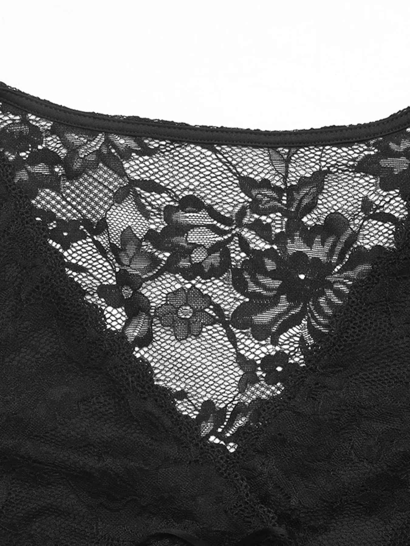 Long Sleeve Floral Lace Mesh Cropped Top