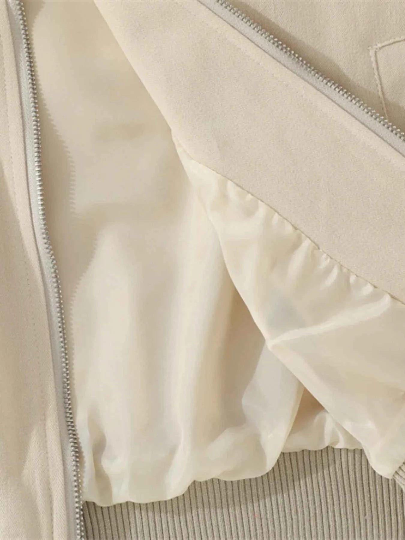 Men's Striped Hem Zip Up Jacket