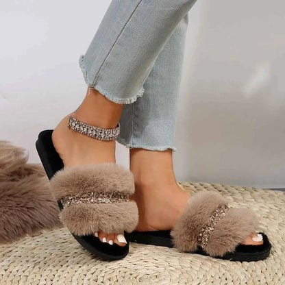 Open Toe Fuzzy Slippers