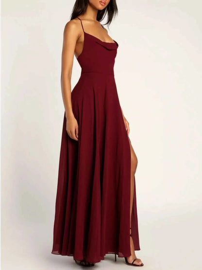 Slit Cowl Neck Maxi Dress