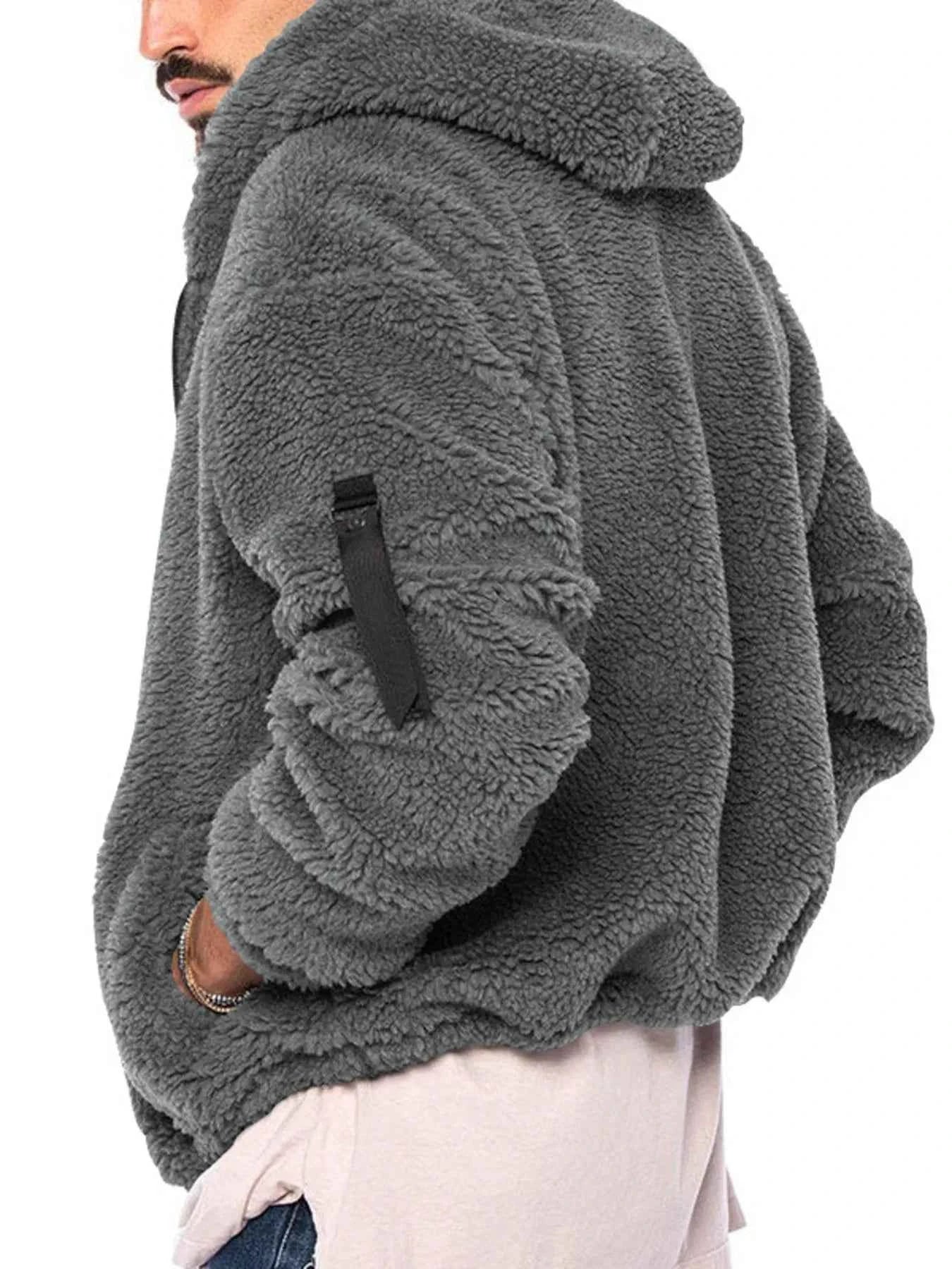 Men's Full Size Sherpa Fleece Hooded Zip-Up Jacket Plus Size