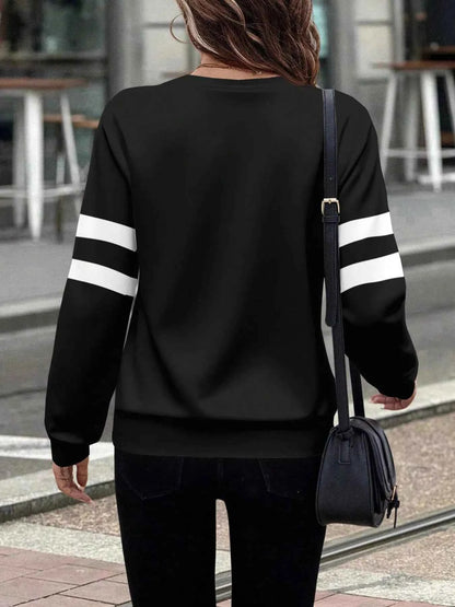 Striped Quarter Zip Long Sleeve Top