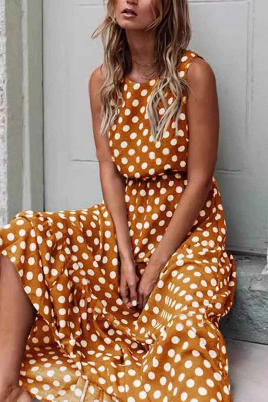 Sleeveless Polka Dot Casual Dress