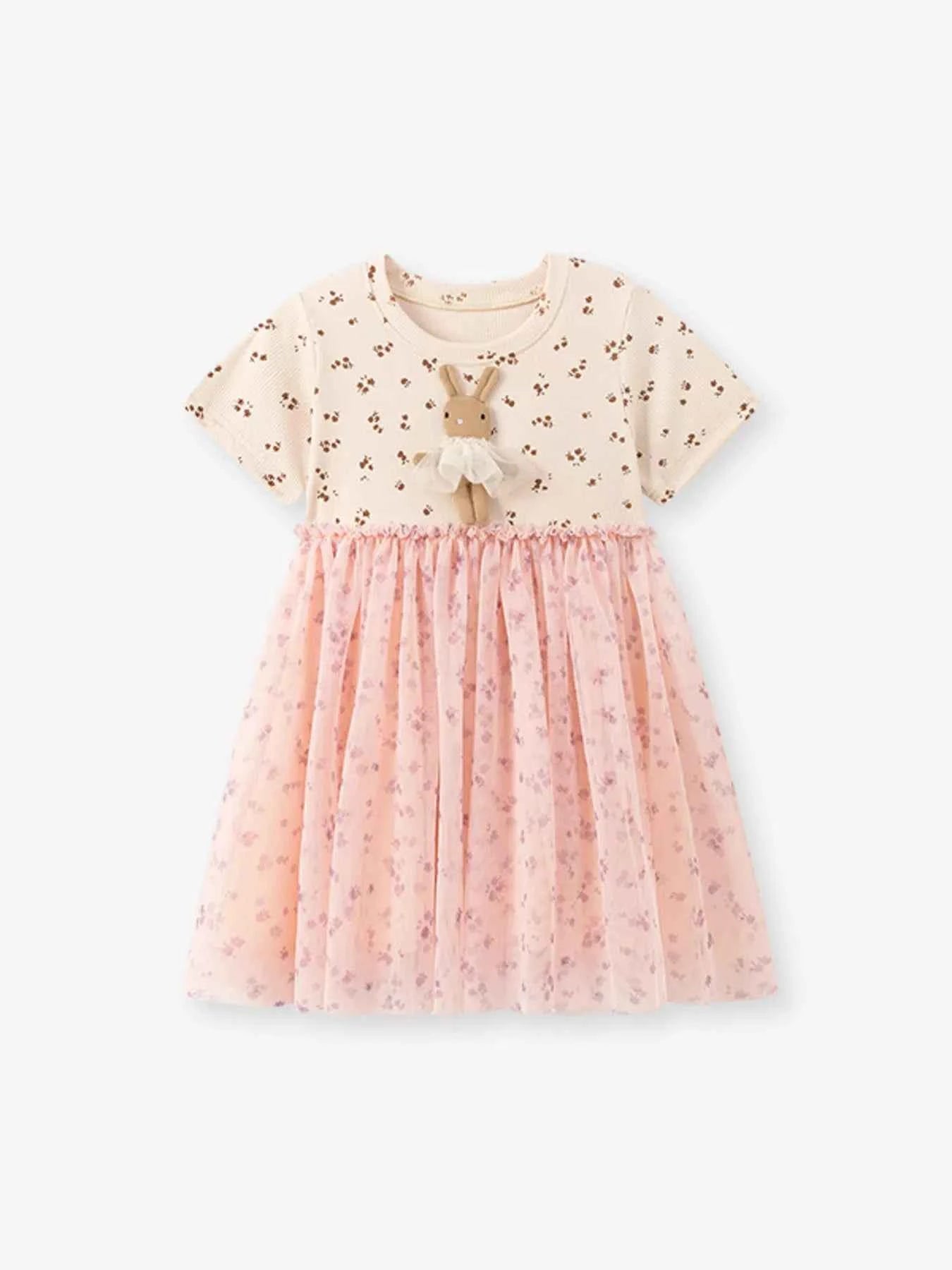 Children's Floral Bunny Applique Tulle Dress
