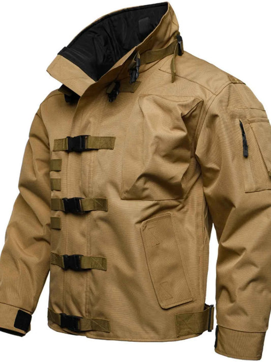 Men's Full Size Multi Buckle Water-Resistant Jacket Plus Size