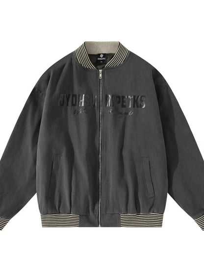 Men's Striped Hem Zip Up Jacket