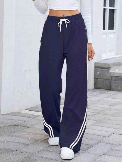 Side Striped Wide Leg Pants