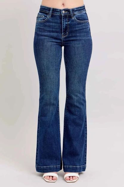 Judy Blue Full Size High Rise Flare Jeans with Pockets Plus Size