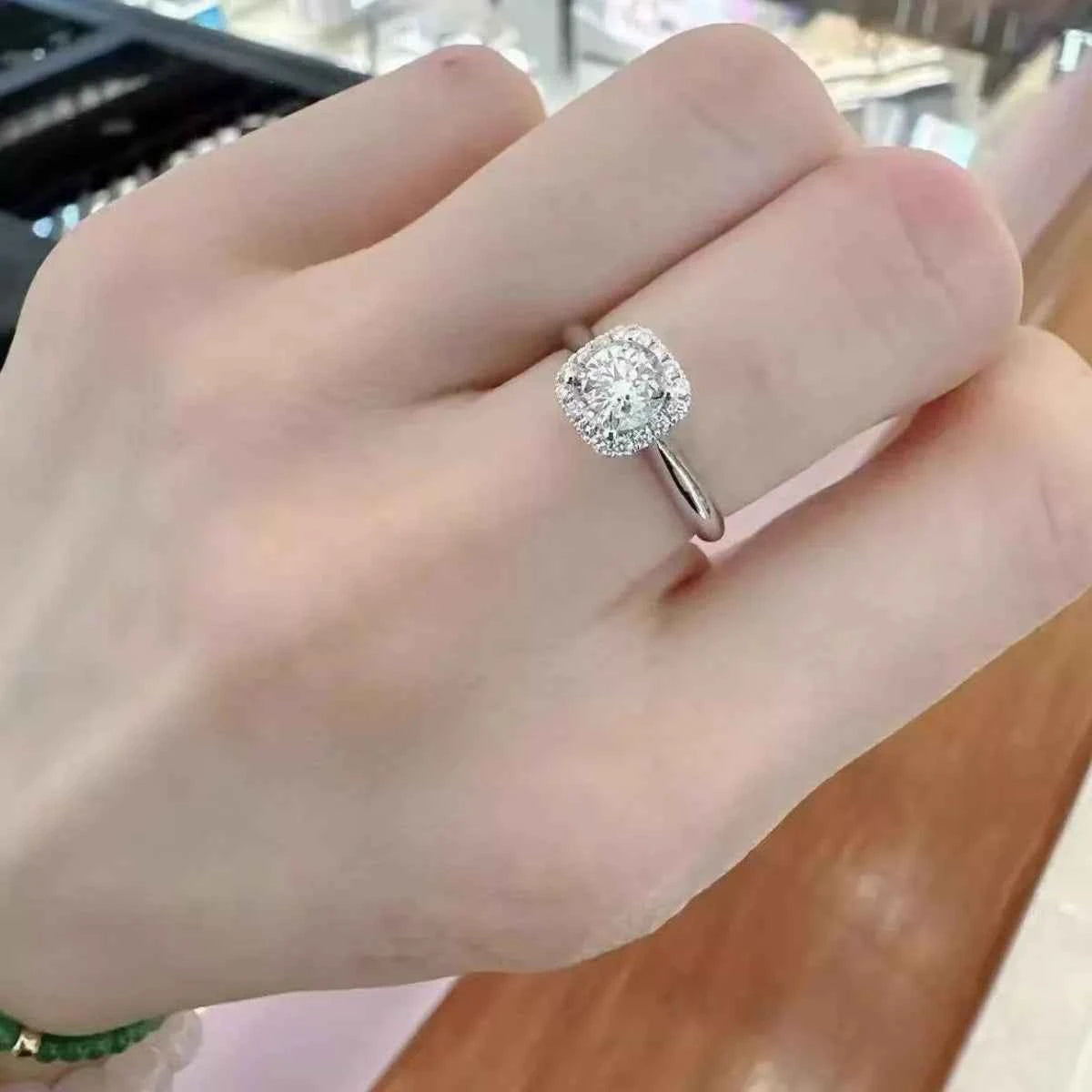 1 Carat 925 Sterling Silver Moissanite Square Ring