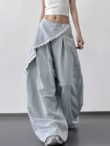 Lace Detail Wide Leg Pants