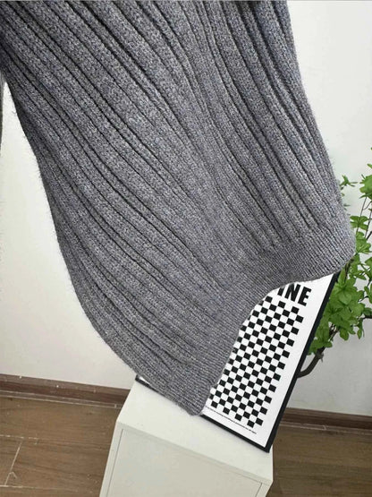 3-Piece Crew Neck Ribbed Sweater and Wide-Leg Pants Set with Scarf