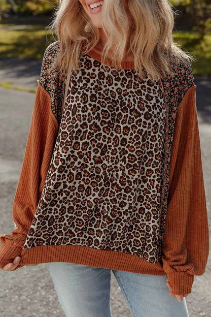 Leopard Print Long Sleeve Sweatshirt
