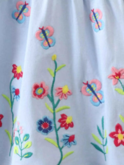 Children's Butterfly Floral Peter Pan Collar Dress