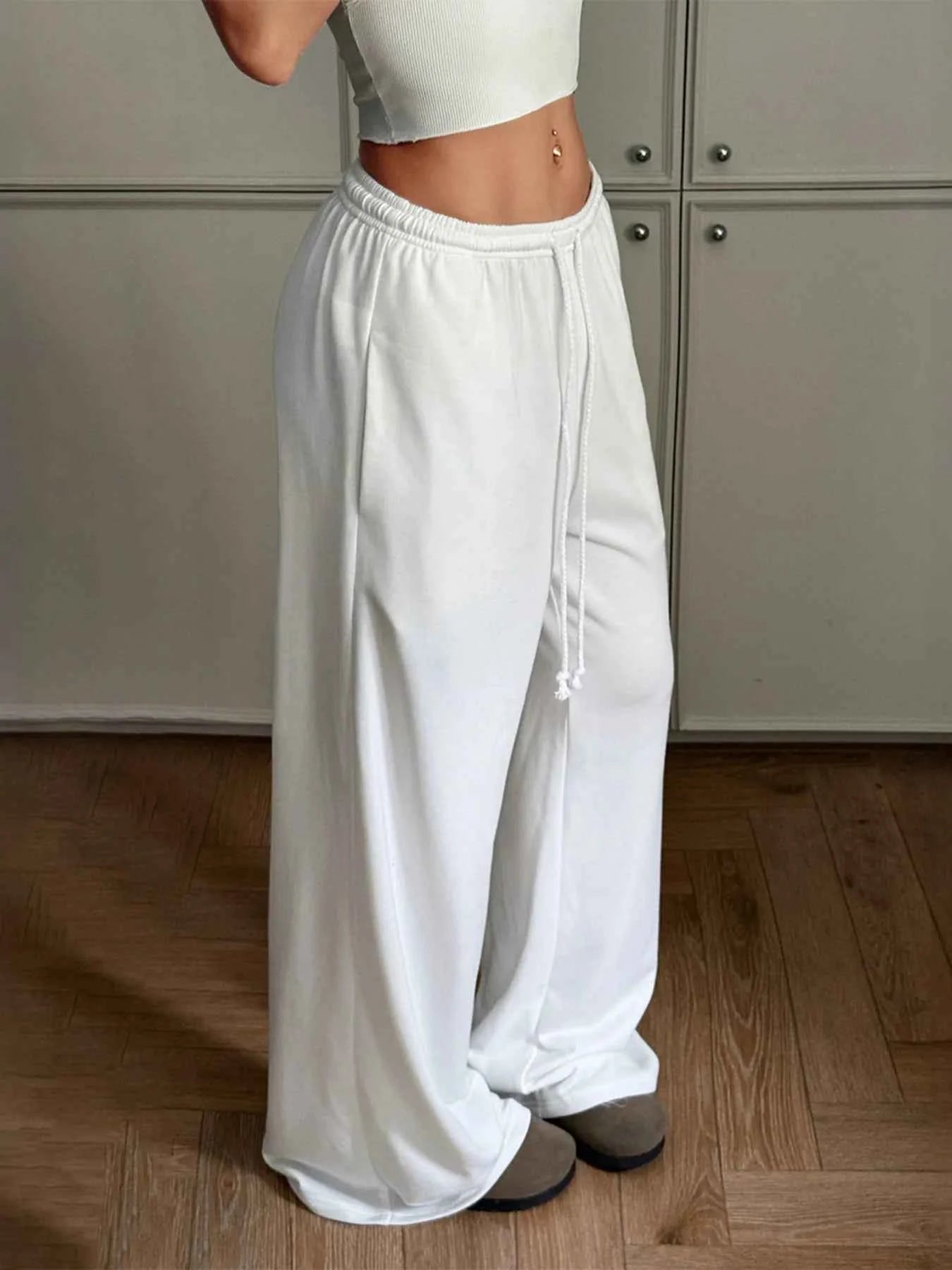 Relaxed Wide Leg Drawstring Pants