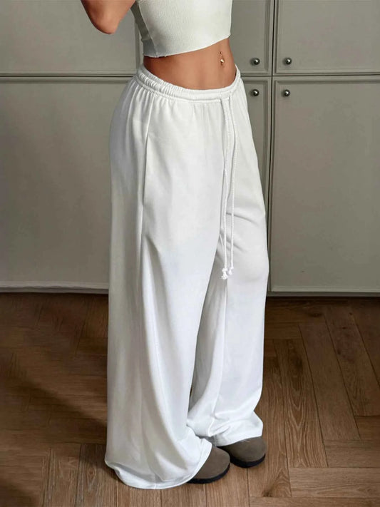 Relaxed Wide Leg Drawstring Pants