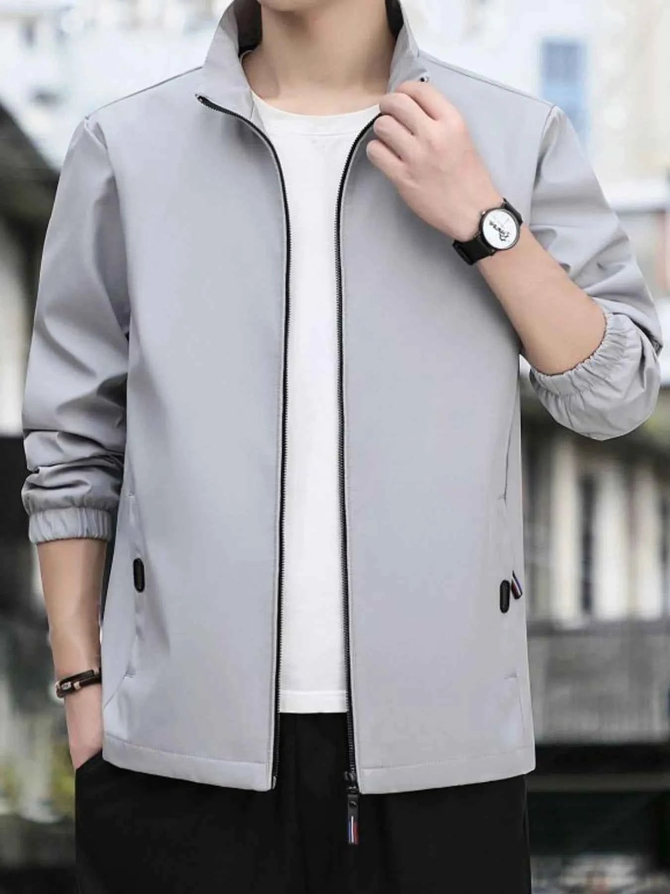 Men's Plus Size Zip Up Long Sleeve Jacket